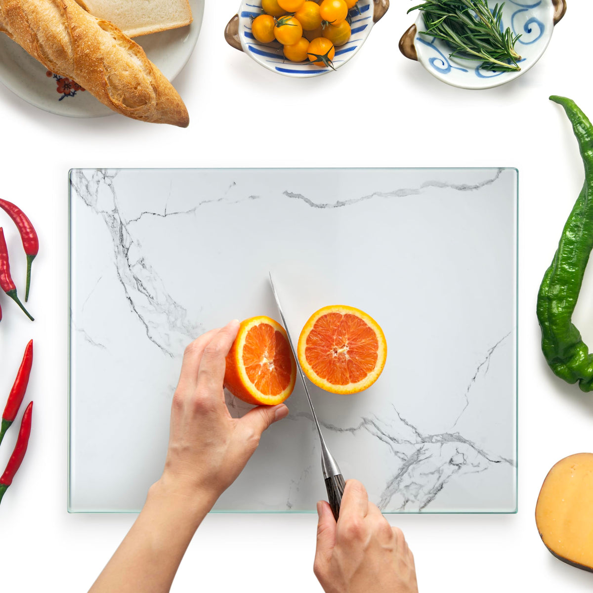 Kitchenville Glass Cutting Board 16"x12": Tempered Glass Kitchen Counter Protector - Durable- Scratch-Resistant, Heat-Proof - Clear Design