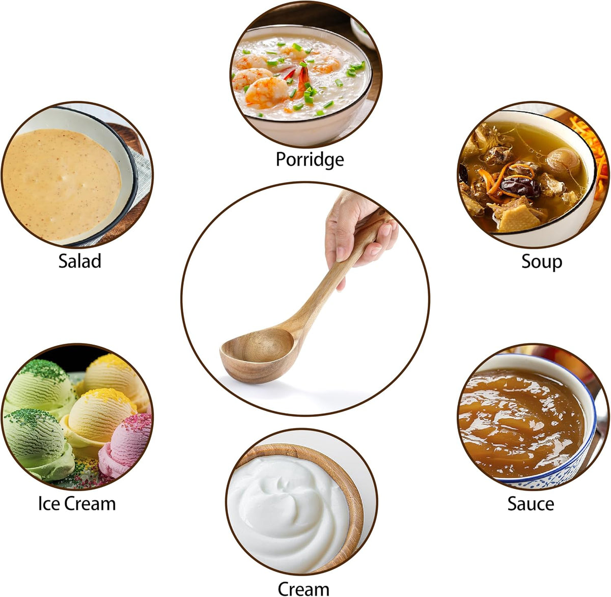 Ladle, Kaloo Teak Acacia Wooden Soup Ladle Spoons for Cooking, 10.6 inch, Gift Box Included