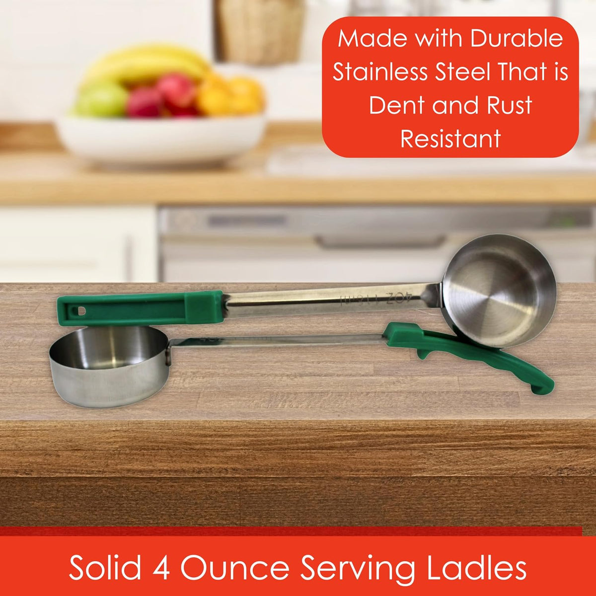 4 oz Solid Stainless Steel Portion Control Ladle Spoodle - [Pack of 2]