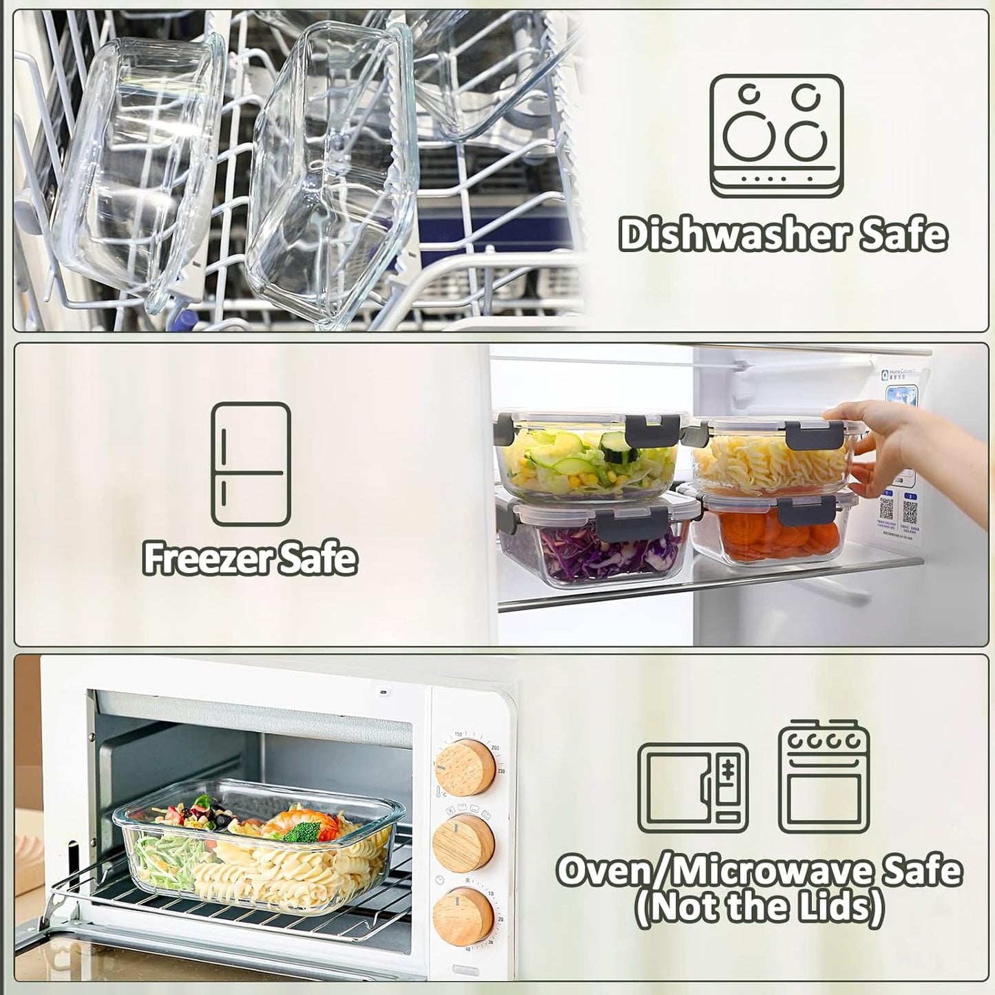 M MCIRCO 6 Pack Extra Large Glass Food Storage Containers with Lids