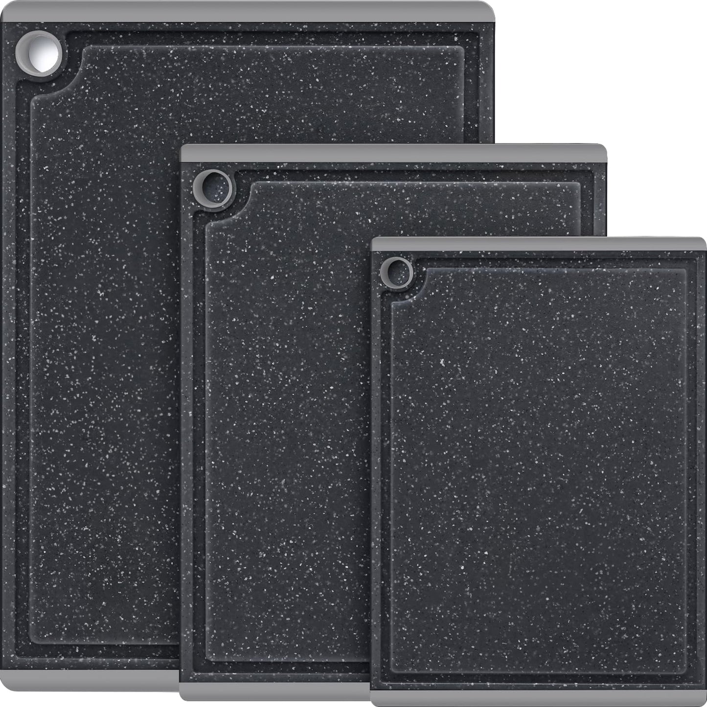 Plastic Cutting Boards for Kitchen, 3-Piece Large Cutting Board Set Dishwasher Safe Chopping Boards with Non-slip Feet and Juice Grooves, Kikcoin