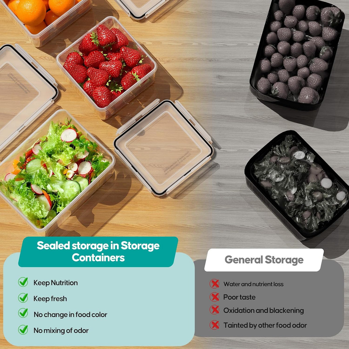 40 PCS Food Storage Containers with Lids Airtight (20 Containers & 20 Lids)