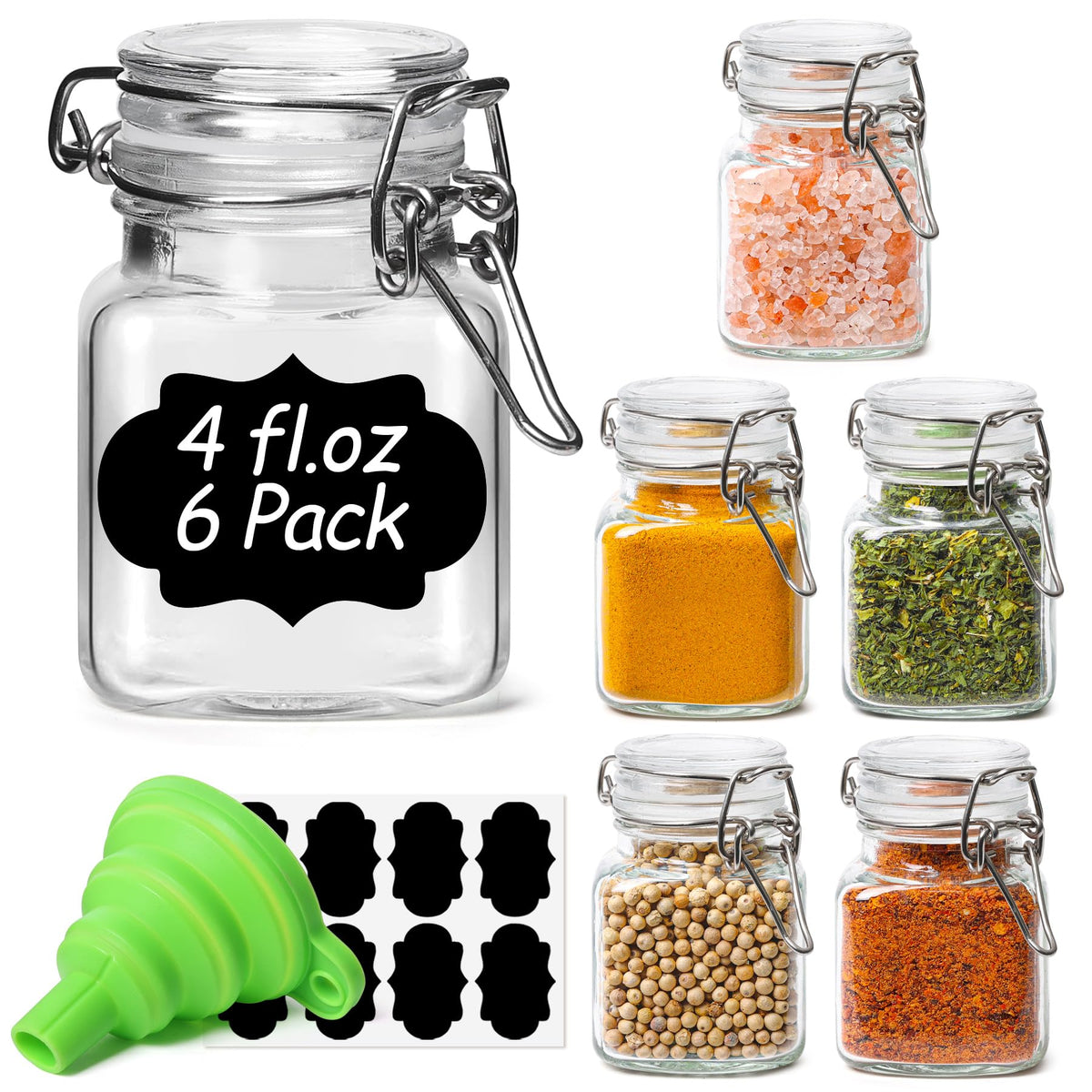 ComSaf Large Square Glass Jars with Airtight Lids 78 oz 3 Pack Wide Mouth