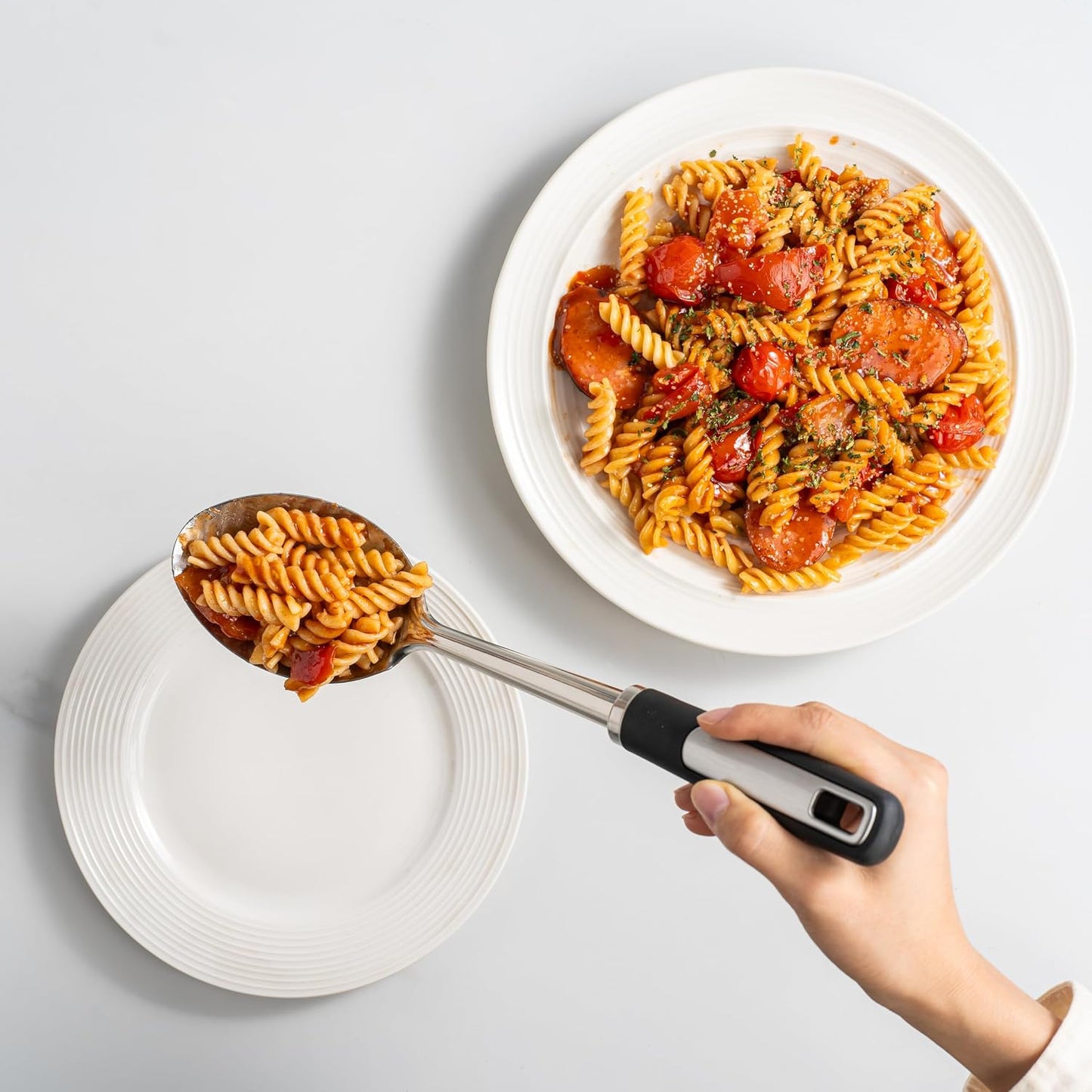 Stainless Steel Serving Spoon Set with Heat-Resistant Handles,3-Piece