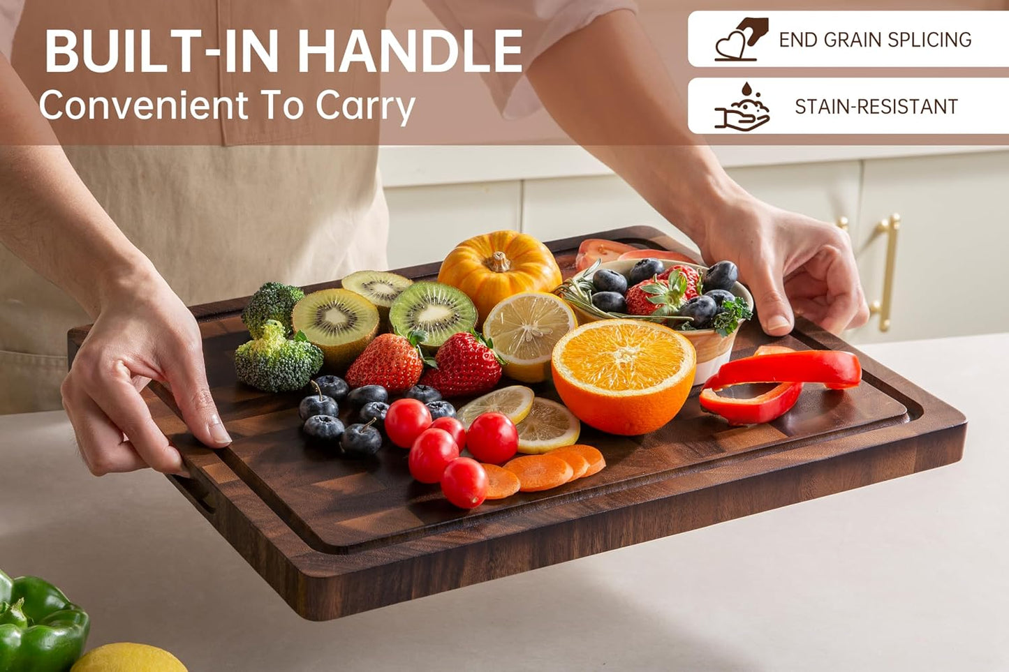 THETCHRY Walnut Cutting Boards for Kitchen Solid Wood End Grain 17"×13"×1"