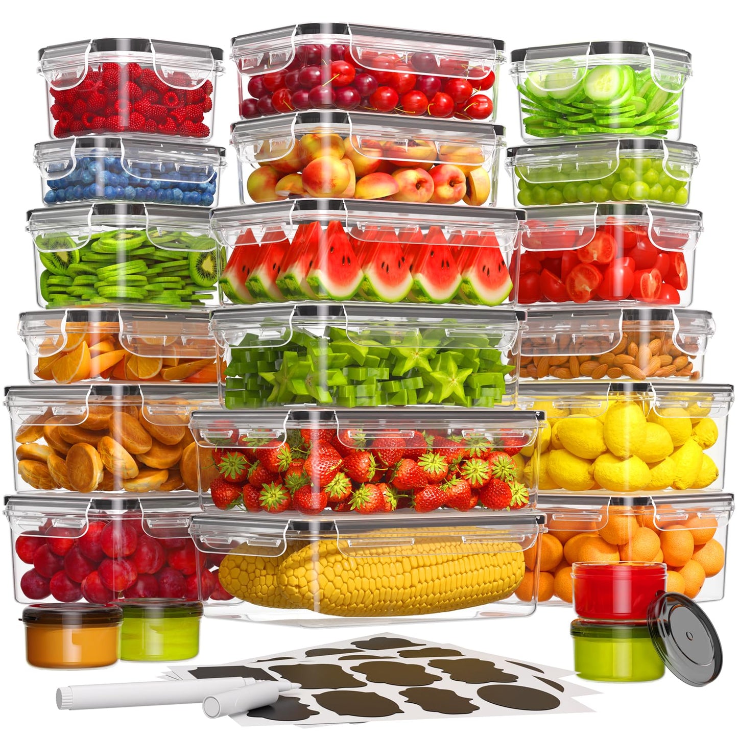 KEMETHY Large 40 Piece Food Storage Containers with Airtight Lids, BPA-free