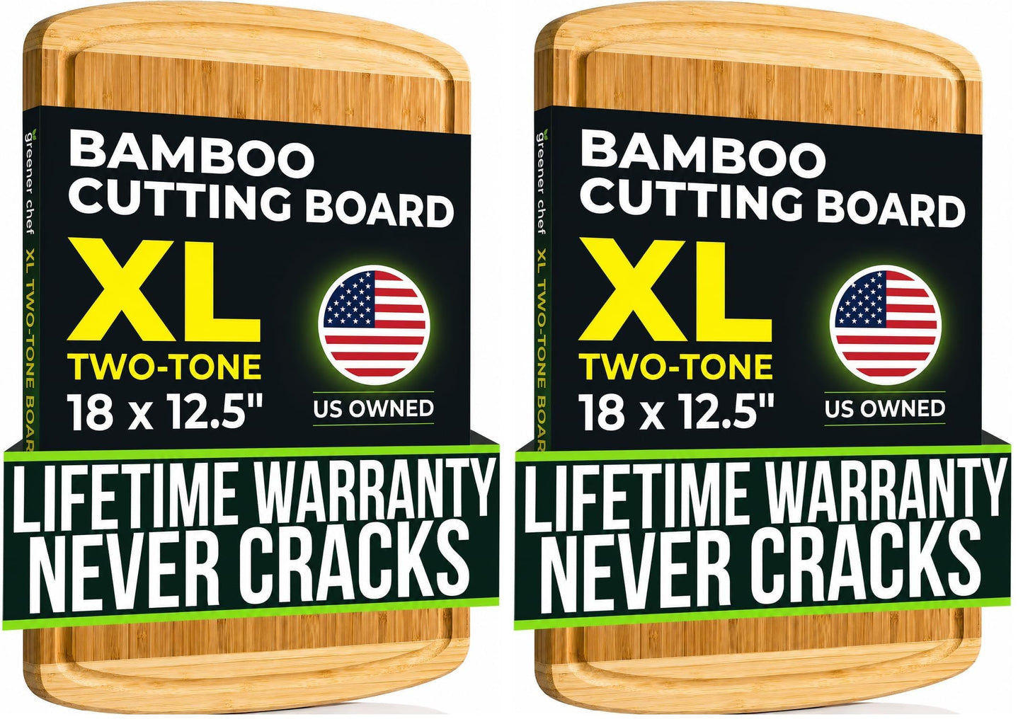 INDESTRUCTIBLE Bamboo Cutting Board (Extra Large) with Vertical Grain Strength Technology - Non Toxic, Spacious and Lightweight 18" XL Chopping Board Gift - Replacements for Life