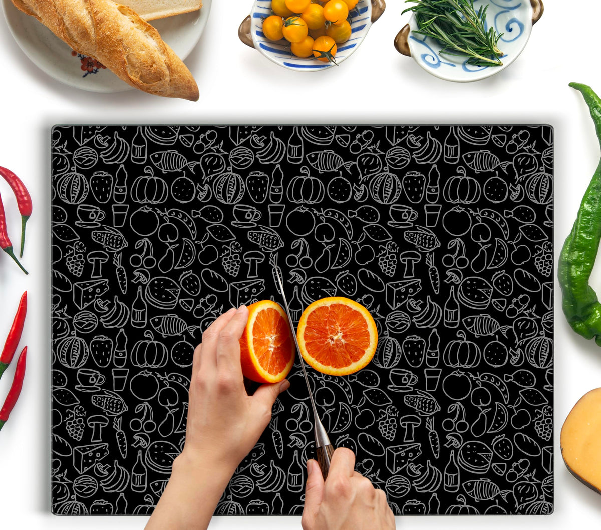 Kitchenville Glass Cutting Board 16"x12": Tempered Glass Kitchen Counter Protector - Durable- Scratch-Resistant, Heat-Proof - Clear Design