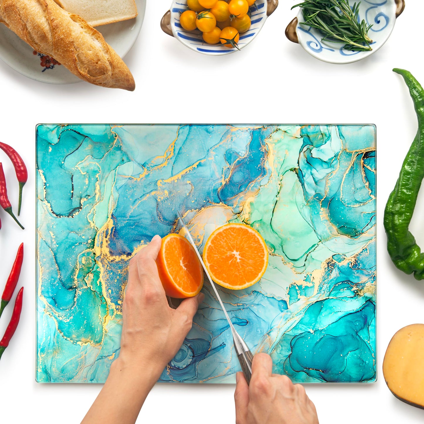 Kitchenville Glass Cutting Board 16"x12": Tempered Glass Kitchen Counter Protector - Durable- Scratch-Resistant, Heat-Proof - Clear Design