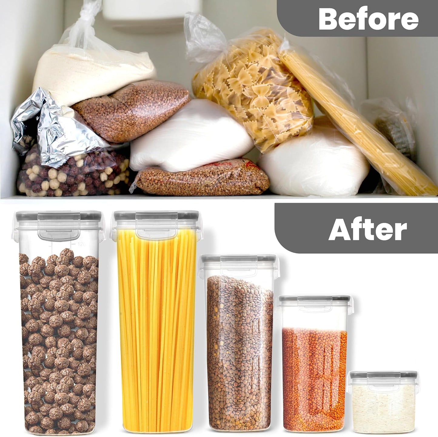 KICHLY Plastic Airtight Food Storage Containers Sets with Lids, 24 Pack