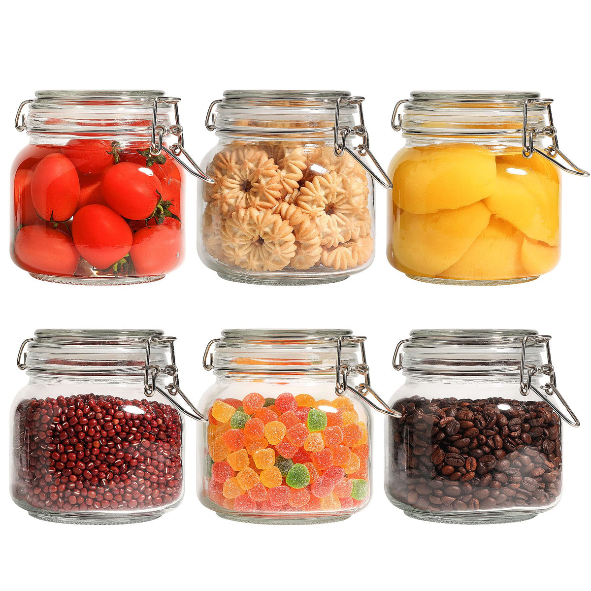 ComSaf Large Square Glass Jars with Airtight Lids 78 oz 3 Pack Wide Mouth