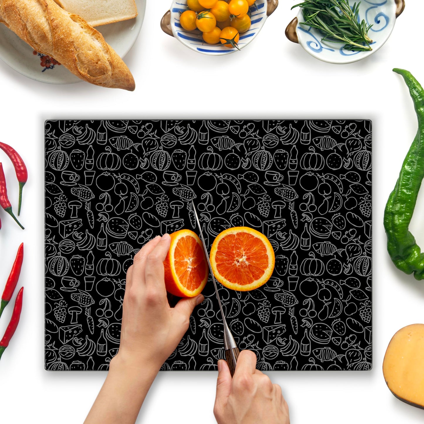 Kitchenville Glass Cutting Board 16"x12": Tempered Glass Kitchen Counter Protector - Durable- Scratch-Resistant, Heat-Proof - Clear Design