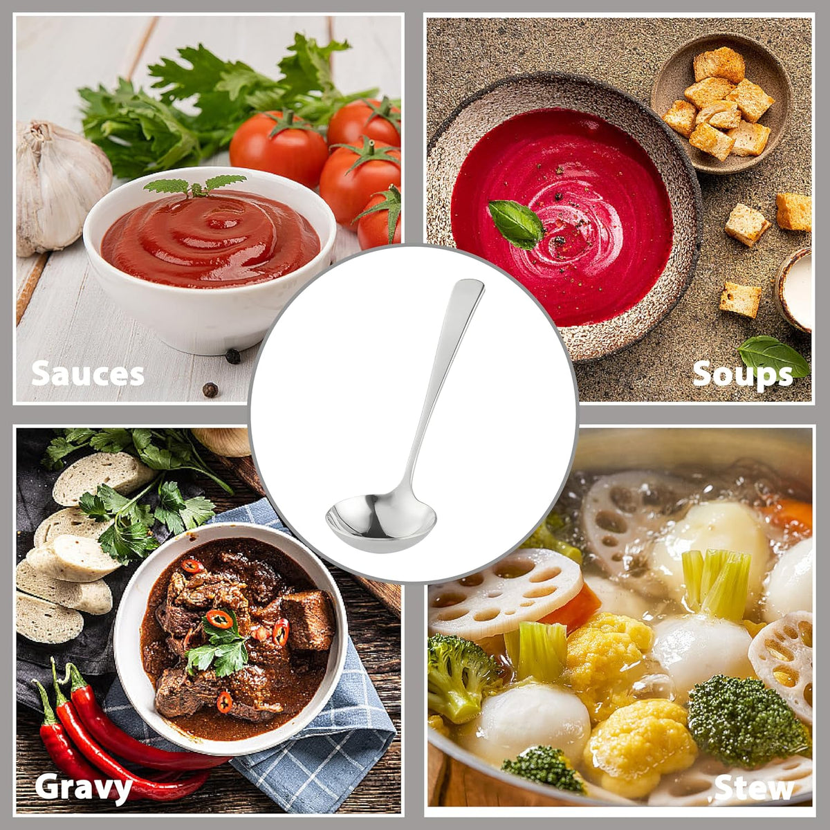 7.8 inch Gravy Ladle, Small 18/10 Stainless Steel Ladle for Sauce and Soup