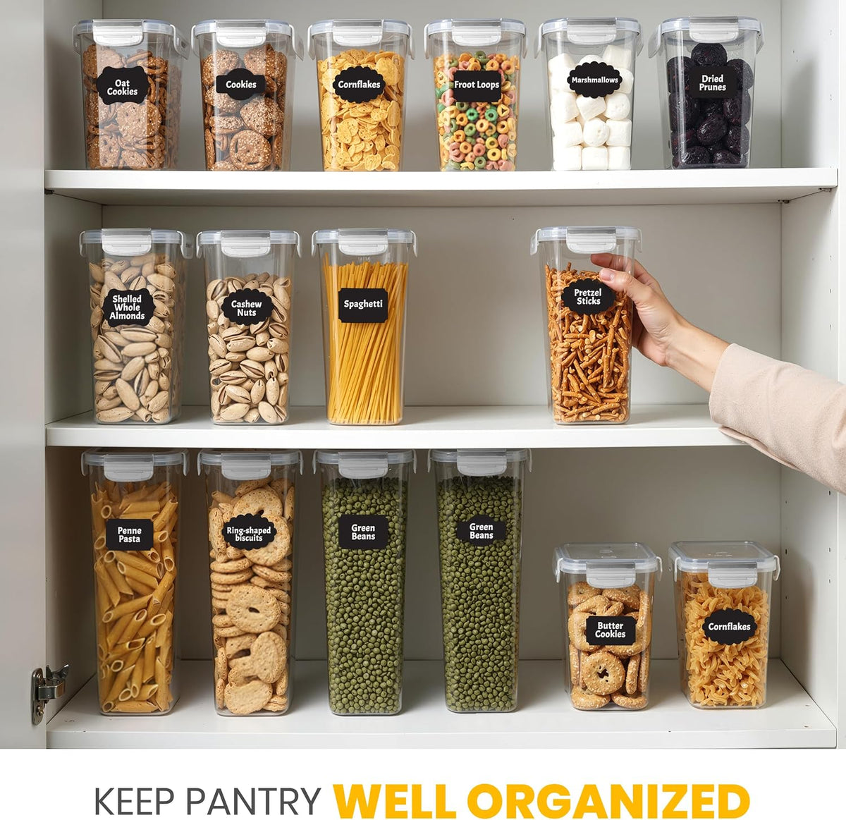 KICHLY Plastic Airtight Food Storage Containers Sets with Lids, 24 Pack