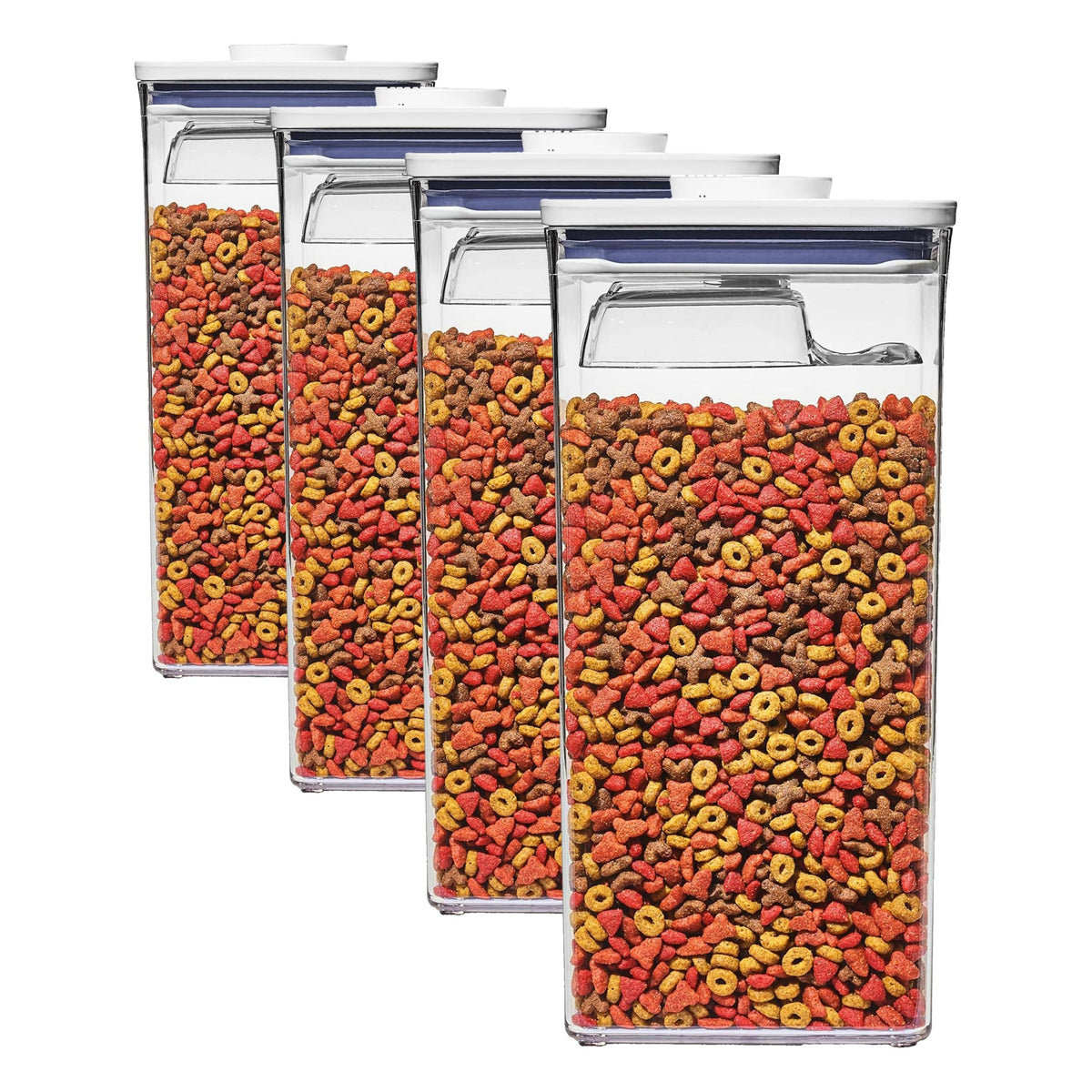 OXO Good Grips Pet POP Container – 6.0 Qt/5.7 L with Half Scoop, Ideal for up to 6.5lbs of Dog Food or 4.5lbs of Cat Food, Airtight Dog and Cat Food Storage Container, BPA Free, Clear