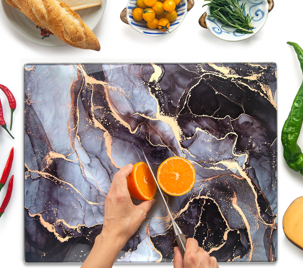 Kitchenville Glass Cutting Board 16"x12": Tempered Glass Kitchen Counter Protector - Durable- Scratch-Resistant, Heat-Proof - Clear Design