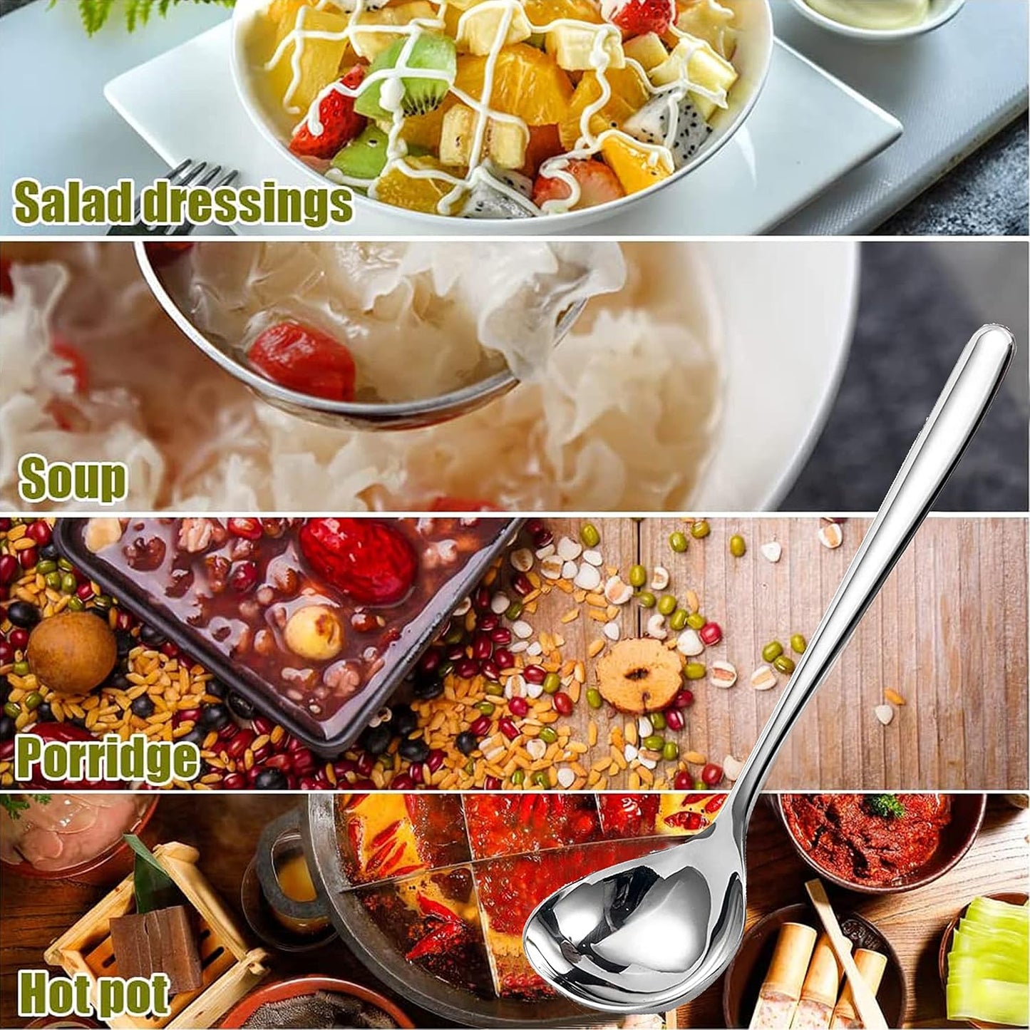 Comicfs 4 Pack Small Ladle Sauce Ladle SUS 304 Stainless Steel Small Serving Ladles Gravy Soup Spoon Ladles 8-Inch (Silver)