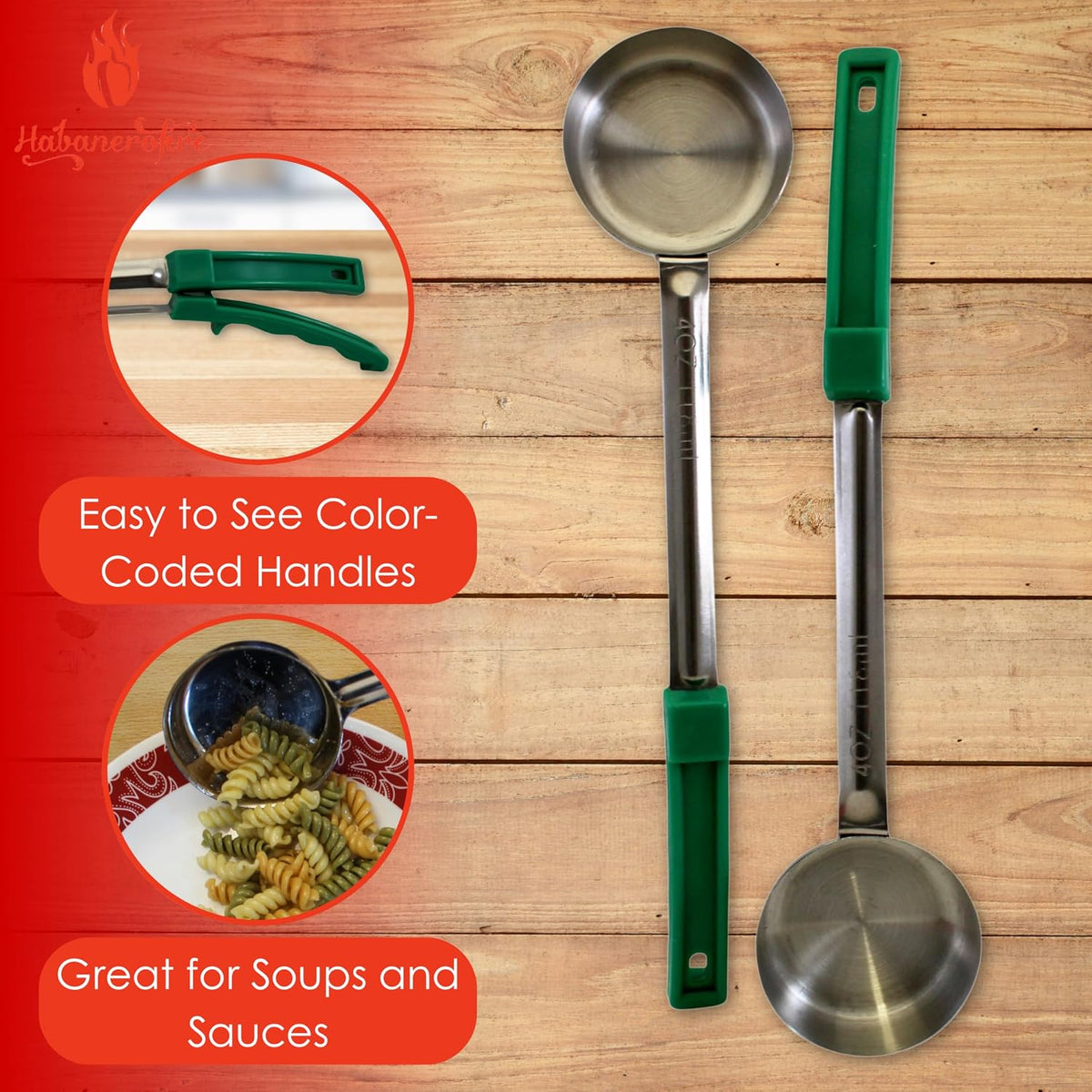 4 oz Solid Stainless Steel Portion Control Ladle Spoodle - [Pack of 2]